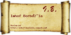Imhof Borbála névjegykártya