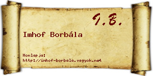 Imhof Borbála névjegykártya
